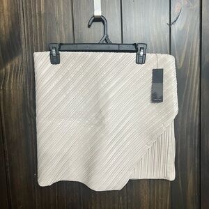 Lulus Better Luck Next Time Tan Vegan Leather Pleated Mini Skirt - Size L-NWT